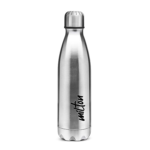 Milton Shine 800 Stainless Steel Water Bottle 680 Ml, Single Walled, Isi Certified I Leak Proof Lid, Rust Proof I For School, Office, Gym I Silver