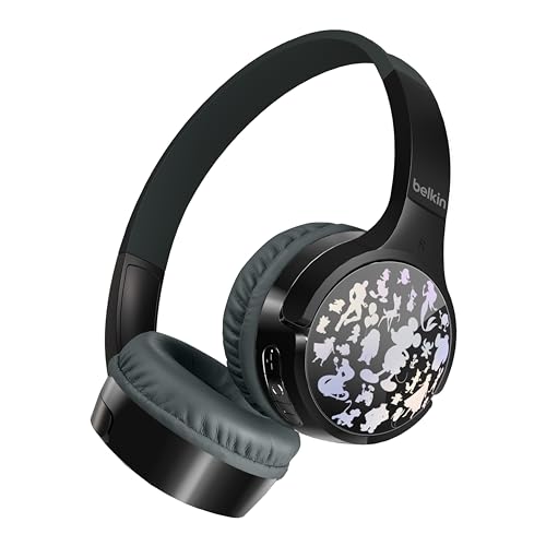 Belkin X Disney, Special Disney 100 Mickey & Friends Edition, Safe Wireless On Ear Kids Headphones With Mic, 30 Hours Playtime – Black