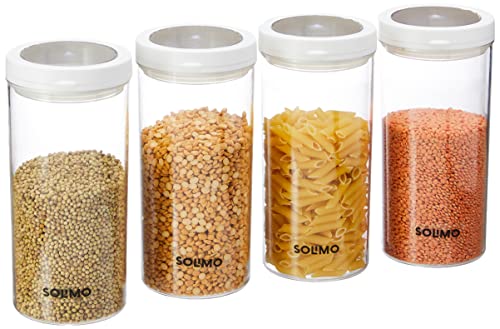 Amazon Brand – Solimo Twist & Lock Plastic Storage Container Set, 1400 Ml, Set Of 4, White