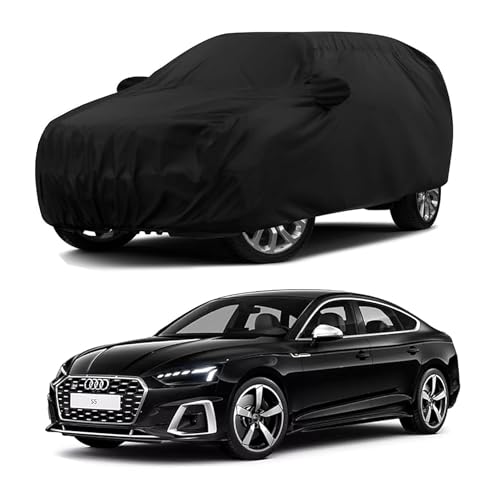 Sulfar 100% Water Resistant Car Body Cover Compatible With Mirror For Audi S5 (Triple Stitched, Full Bottom Elastic, Black)