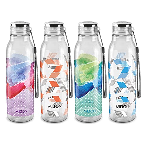 Milton Helix 1000 Pet Water Bottle 1 Litre Each Bpa Free, Leak Proof, Office Bottle Home Kitchen Travel Bottle, Set Of 4, Assorted