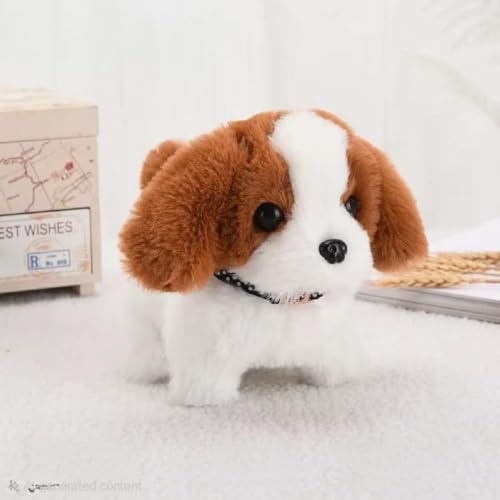 Rozel Plush Soft Toy Animal Figure For Tabletop Display Or Play (Brown -White-Puppy Toy)