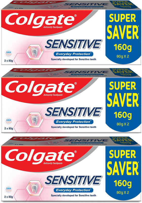 Colgate Sensitive Everyday Protection Tooth Paste For Sensitive Teeth, Combo Pack 160Gx3 Toothpaste(480 G, Pack Of 3)