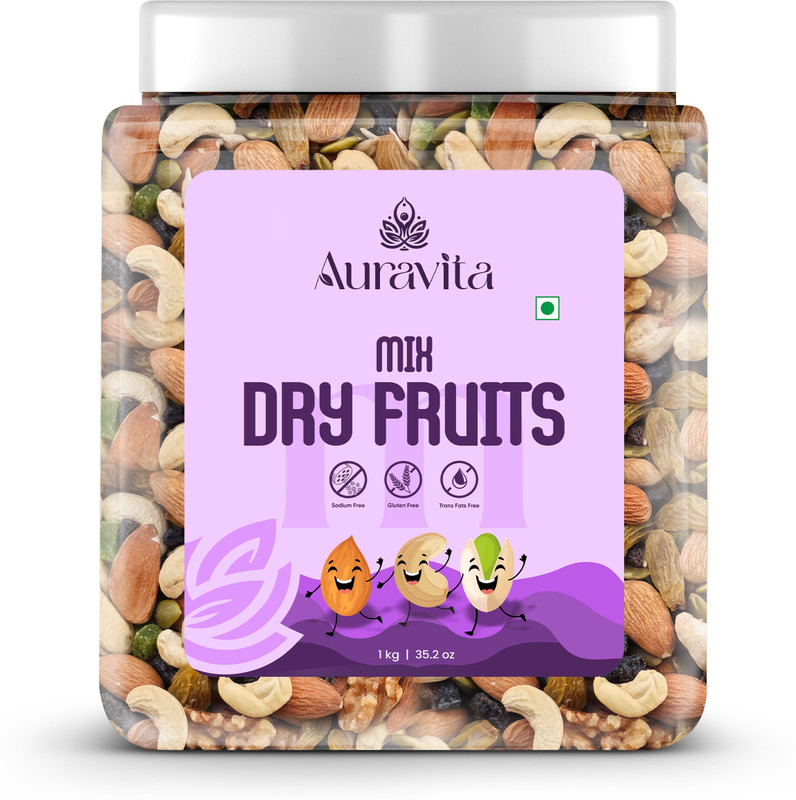 Auravita Premium Mix Dry Fruits And Nuts Almonds, Cashew, Raisins, Seed & More(1 X 1 Kg)