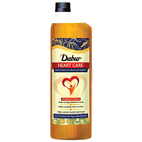Dabur Heart Care Oil – 1 Ltr Bottle | Heart Healthy Cooking Oil Infused With Arjuna | Rice Bran Oil, Flaxseed Oil & Sesame Oil | Goodness Of Mufa, Pufa And Oryzanol