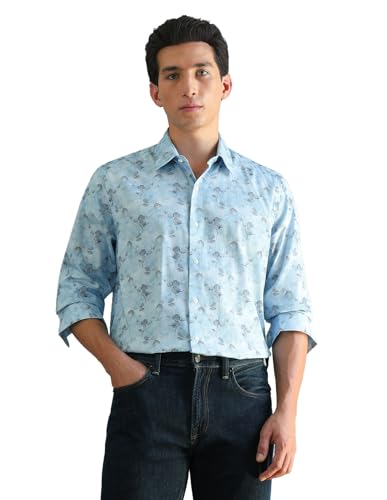 Arrow Men’S Floral Full Sleeves Slim Fit Semi-Cutaway Collar Cotton Shirt