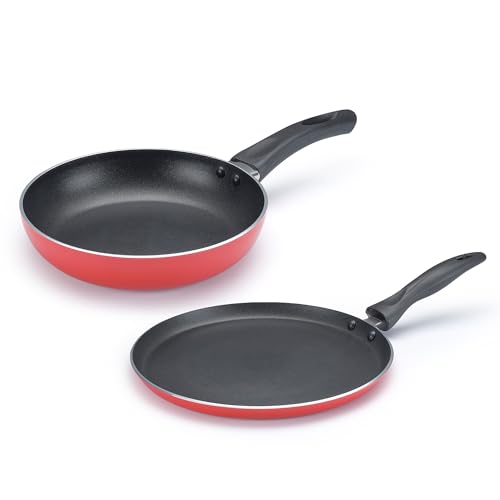 Judge By Prestige Ace Aluminium Non-Stick Cookware- Fry Pan Dia 20 Cm- 1 Unit, Omni Tawa Dia 25 Cm – 1 Unit