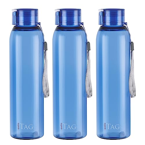 Cello My Tag Pet Water Bottle | 100% Food Grade | Leak Proof And Break Proof | Set Of 3-1000Ml | Aqua