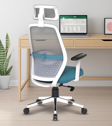 Da Urban® Florida Office Chair,High Back Mesh Ergonomic Home Office Desk Chair With 3 Years Warranty, Adjustable Armrests,Adjustable Lumbar Support,Tilt Lock Mechanism (Blue)