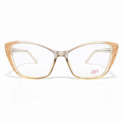 Joy Eyewear Stylish Cat Eye Eyeglasses Frame For Women | Full Rim Golden Optical Spectacles | Lightweight Fashion Eyewear For Everyday Wear, Office & Reading