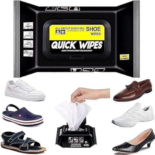 Wozkem Shoe Cleaning Wipes Pack Of 1 (80 Wipes) Instant Sneaker Cleaner Wipes For White Shoes | Quick Dirt & Stain Removal Sneaker Wipes | Portable Shoe Cleaner Wipes For Sports & Casual Footwear