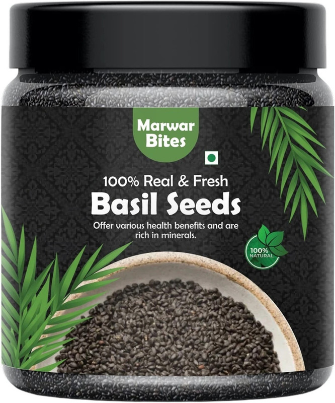 Marwar Bites Basil Seeds | Sabja Seeds | Tukmaria Seeds | Seeds For Eating | Falooda Seeds | Basil Seeds(500 G)