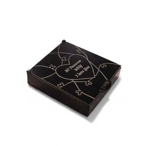Wooden Heart Puzzle Gift Box With Engraved Message Pieces Interlocking Heart Shape Puzzle Set With Wooden Storage Box Hinged Lid Design