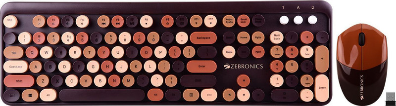 Zebronics Zeb-Companion 301 Wireless Standard Desktop Keyboard Compatible With Desktop, Laptop, Mac Easy To Use,Plug And Play,Quick, Comfy Durable Body(Brown)