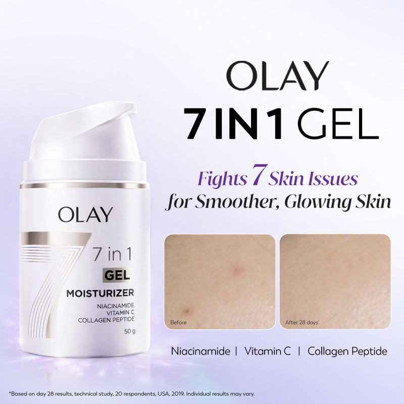 Olay 7In1 Ultra Light Gel, Fight 7 Signs Of Aging With Niacinamide, Vit C, Collagen(50 G)