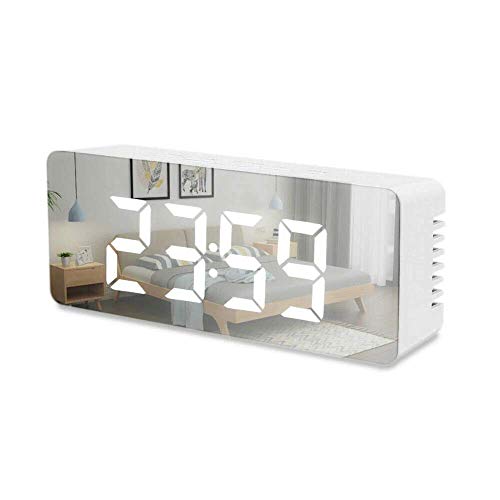 Domelixa Digital Led Mirror Alarm Clock With Temperature And Date Display – Smart Desktop Table Clock With Night Light, Snooze Function And Large Led Screen For Bedroom, Study Table And Office