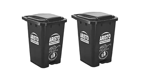 Aristo Plastic Pedal Garbage Waste Dustbin 70 Ltr Black/Black