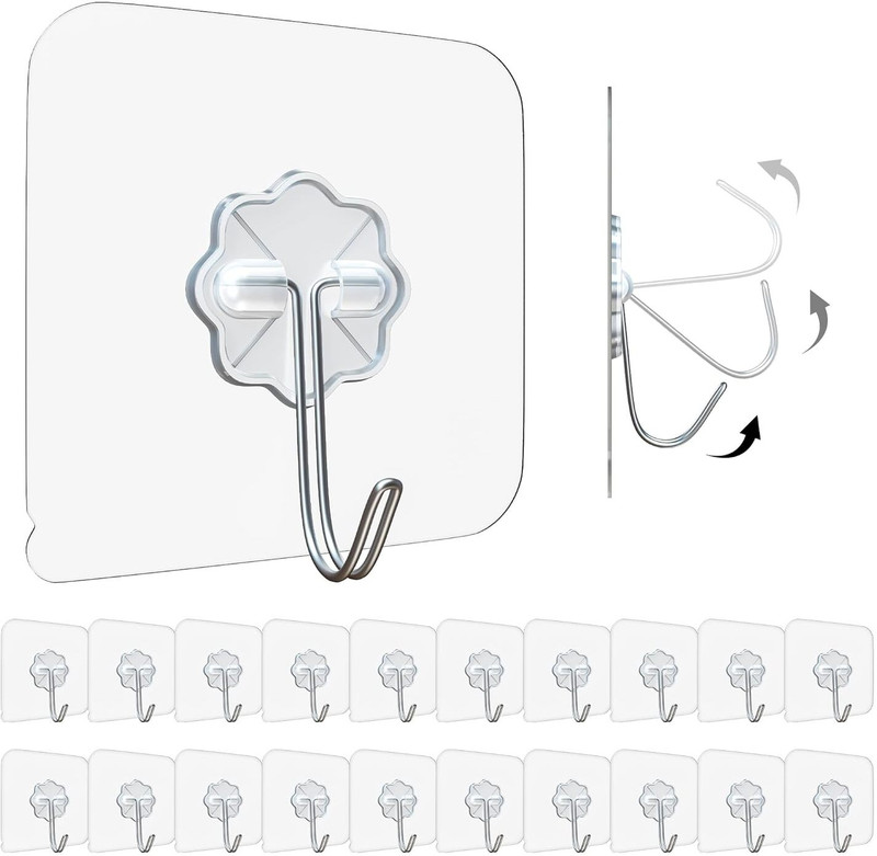 Innovista Flower Hook Heavy Duty Self-Adhesive Waterproof Wall Hooks For Home Hook 1(Pack Of 20)