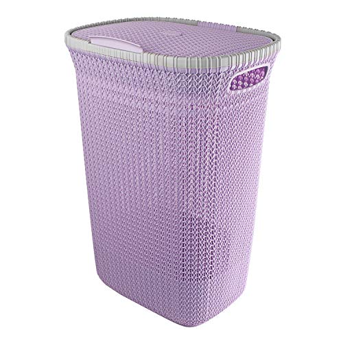 Cello Creta Laundry Bag/Basket With Lid, Violet, 50 Ltrs.