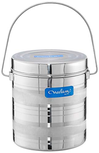 Neelam Stainless Steel Size 15 22 Gauge Diamond Milk Pot With Wire Handle, 3650 Ml, Silver Finish, Trusted Quality & Elegant Air Tight Storage Container,Ideal For Storing Milk, Perfect For Daily Use