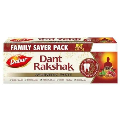 Dabur Dant Rakshak Ayurvedic Toothpaste – 175G (Pack Of 2) | With Goodness Of 32 Ayurvedic Herbs | Prevents & Calms Gum Pain | Kills Germs | Complete Family Toothpaste | No Added Fluorides & Parabens