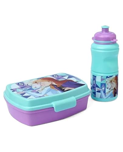 Striders Stor 2Pcs Bts Frozen Ice Magic Lunch Box & 420Ml Water Bottle Set For Kids | Insulated School Lunch Kit | Leakproof & Bpa Free | Gift Box Packaging | Ideal For School, Travel & Picnics