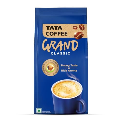 Tata Classic Instant Coffee, 200G Pouch, Chicory Mix With Strong Taste & Rich Aroma, With Flavour Locked Decoction Crystals