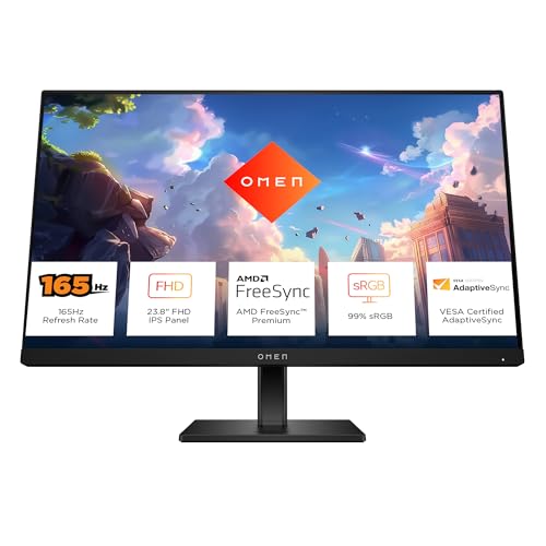 Hp Omen Gaming Monitor, 23.8 Inch(60.5 Cm) Fhd, 165Hz, 3-Sided Borderless, 300 Nits, Pivot Rotation, Anti-Glare, Height Adjustable, Eye Ease (Eyesafe® Certified), 780F0Aa (Black)
