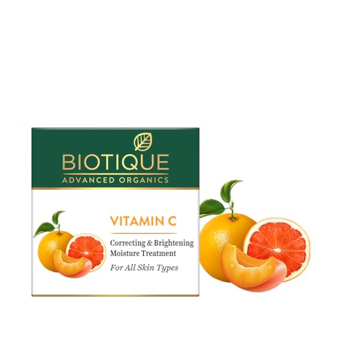 Biotique Vitamin C Correcting & Brightening Face Cream | Non-Greasy Formula For All Skin Types | Enhances Glow & Even Skin Tone | 50G