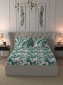 Trident Feather Tales 144 Tc Double Bedsheet With 2 Pillow Covers – Exotic Fern Blue