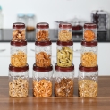 Milton Hexa Jar 12 Pcs Set – 270 Ml, 665 Ml, 1240 Ml Plastic Grocery Container(Pack Of 12, Clear, Brown)