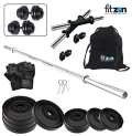 Fitzon Pvc-14Kgcombo 44-Sl Home Gym Set With One 3 Ft Plain And One Pair Dumbbell Rods Comes With Home Gym Accessories