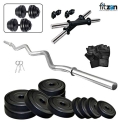 Fitzon Pvc 16Kg Combo 4-Wb-Sl Home Gym Set With One 3 Ft Curl And One Pair Dumbbell Rods Comes With Home Gym Accessories