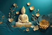 Illusion® Buddha 22,(1.5X1 Feet) (18X12 Inch) Wallpaper For Wall Decor � Elegant & Versatile Designs Pvc Vinyl Compatible Ideal For Family Lounge Bedroom Cafe And Restaurant Kids Room Nursery Room Etc.