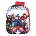 Kuber Industries Marvel Avengers Backpack | 2 Compartment Velvet School Bag | School Bag For Kids | Kids School Backpack | Backpack For School | Red