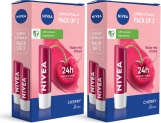 Nivea Cherry Fruity Shine Lip Balm Cherry Pack Of 4 Cherry(Pack Of: 4, 19.2 G)
