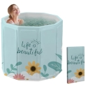 Yopple Bath Tub For Adult For Bathroom Tub For Home Spa, Maintains Hot & Cold Temperature, Drainage Hole, Thickened Layer For Hot And Ice Bath Tub For Adults (Flower)