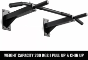 Slovic Home Workout | Non-Slip Stainless Steel | Wall Mount Pull-Up Bar(Black)