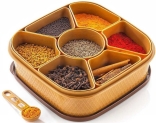 Omortex Hot Selling Stylish Masala Box And Spice Container For Kitchen – 140 Ml Plastic Utility Container(Pack Of 8, Brown)