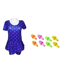 I-Swim Ladies Polyester Costume Is-104 Royal/Pink Dots Size 3Xl With Ear Plug And Nose Plug (Pack Of 12)