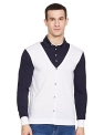 Eyebogler Men’S Solid Regular Fit T-Shirt (T16_White Navy Blue L)