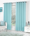 Decoholic Faux Texture Solid Insulated Grommet Light-Filtering Curtains/Drapes For Bedroom/Living Room Door – 7 Feet – 2 Panels, Sky Blue