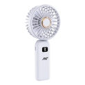 Ant Turbo10 Mini Portable Handheld Fan Quite Powerful Built In Rechargeable Battery-Operated Fan With Mobile Holder Digital Display 3 Speeds 90°Adjustable Personal Small Hand Fan Travel Makeup_White