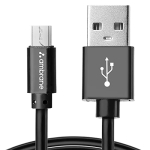 Ambrane 60W / 3A Fast Charging Output Cable With Micro To Usb For Mobile, Neckband, True Wireless Earphone Charging, 480Mbps Data Sync Speed, 1M Length (Acm – Az1, Black)