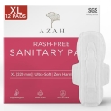 Azah Rash-Free Sanitary Pads For Women | Xl | 12 Pads For Women Without Disposal Bags | Clinically Tested | 3X Absorbent | Ultra Soft Top Surface | Leak-Proof | Toxin Free