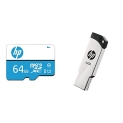 Hp 64Gb Class 10 Microsd Memory Card (Hp-Msdcwau1-64Gb) & V236W 64Gb Usb 2.0 Pen Drive