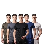 Vimal Jonney Dryfit Lycra Solid Multicolor T-Shirt For Men (Pack Of 5)-Dryfit_T_Blk_Blu_Gry_L.Gry_Olv_05-M