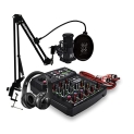 Xtreme Acoustics Xamxb4 Professional Audio Mixer, Free Podcast Learning Course – 4 Channels, Usb Input, Bluetooth, 3.5Mm Headphone Input, Phone Live Out, 48V Phantom. (B4 Audio Mixer Combo Kit)