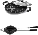 Masox Store Non-Stick Aluminium Grill Sandwich Bread Toaster | Appam Patra With Steel Lid S3 Toast(Grey)