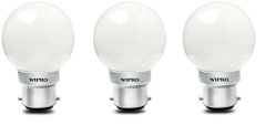 Wipro Safelite B22D 0.5-Watt Led Night Bulb (White , N10001, Pack Of 3)